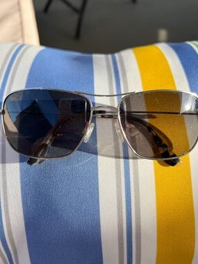 Maui Jim Silver Frame Sunglasses with Smoke Gradient Lenses